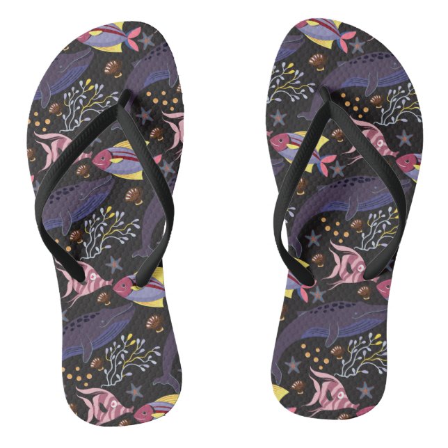 Chanclas Patrón de animales acuáticos | vida submarina en l (Plantilla)