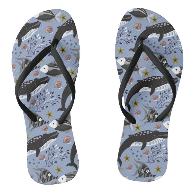 Chanclas Patrón de animales acuáticos | vida submarina en l (Plantilla)