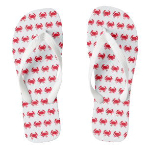 Chanclas Patrón de animales de mar blanco y rojo cangrejo