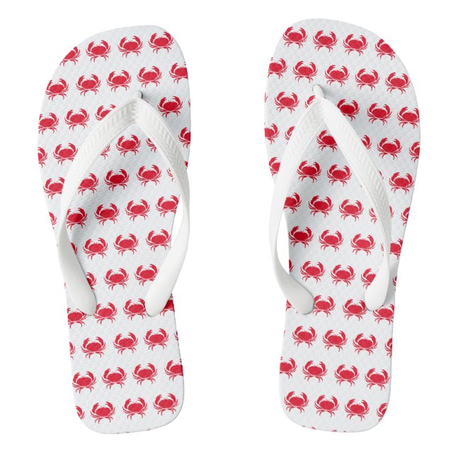 Chanclas Patrón de animales de mar blanco y rojo cangrejo (Plantilla)