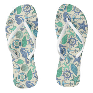 Chanclas Patrón de animales marinos Verde azulados