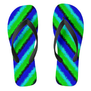 Chanclas Patrón de arco iris 3D abstracto de azul verde