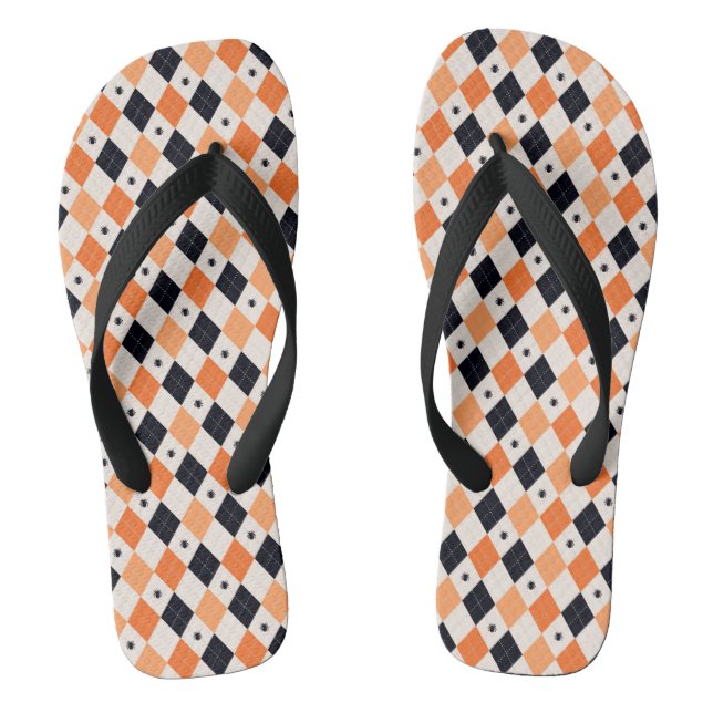 Chanclas Patrón de arguilo de araña negra y Naranja de Hall (Plantilla)