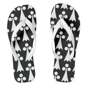 Chanclas Patrón de armiño, Patrón medieval, Blanco sobre ne