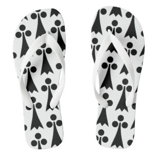 Chanclas Patrón de armiño, patrón medieval, negro sobre bla