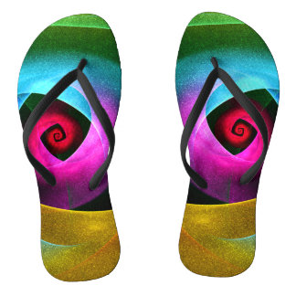 Chanclas Patrón de arte abstracto moderno azul naranja rosa