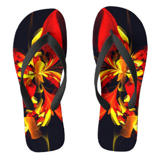 Chanclas Patrón de arte abstracto moderno floral amarillo r