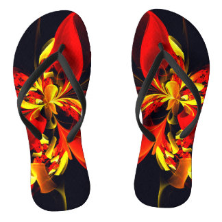 Chanclas Patrón de arte abstracto moderno floral amarillo r