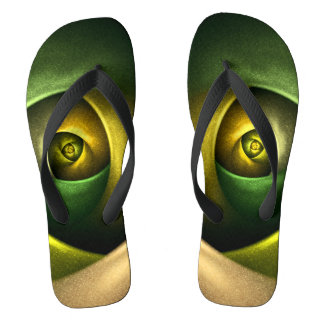 Chanclas Patrón De Arte Abstracto Verde Floral Moderno De S
