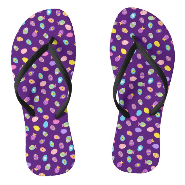 Chanclas Patrón de arte de fondo púrpura estilo Huevo de Pa (Plantilla)