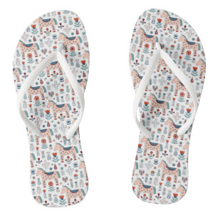 Chanclas Patrón de arte folclórico escandinavo de caballo