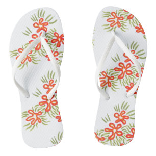 Chanclas Patrón de artesanía floral roja Naranja de Moda Bo