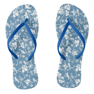 Chanclas patrón de aves y plantas ornamentadas