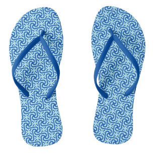 Chanclas Patrón de azulejos egipcios, turquesa y azul cobal