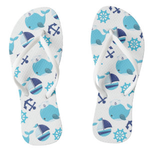 Chanclas Patrón de ballenas, ballenas ricas, ballenas azule