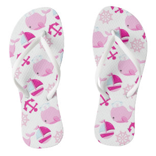 Chanclas Patrón de ballenas, ballenas ricas, ballenas rosad