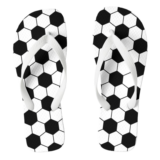 Chanclas Patrón de balón de fútbol adaptado Blanco negro (Plantilla)