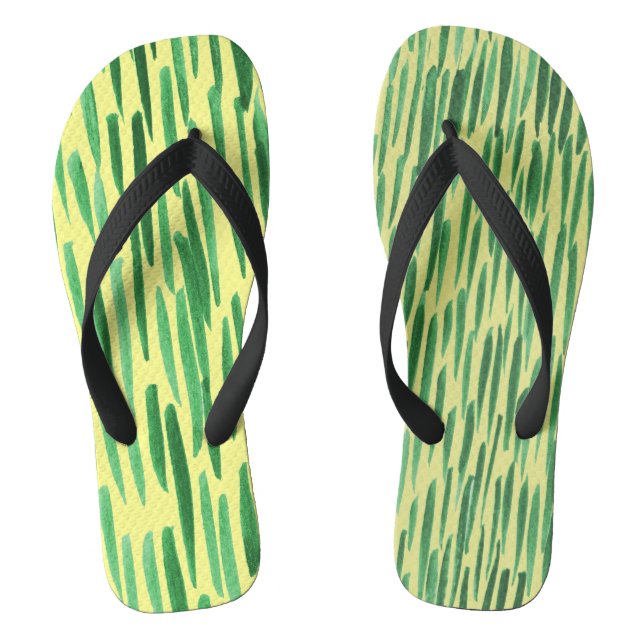 Chanclas Patrón de Bambú Selva Vibe Franjas Verdes (Plantilla)