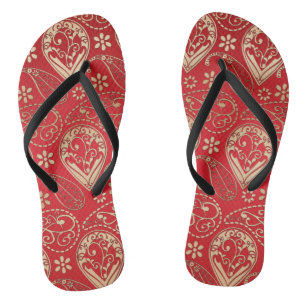 Chanclas Patrón de Bandana de Paisley Red Gold