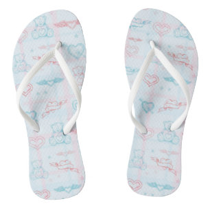 Chanclas patrón de bebé con oso de peluche