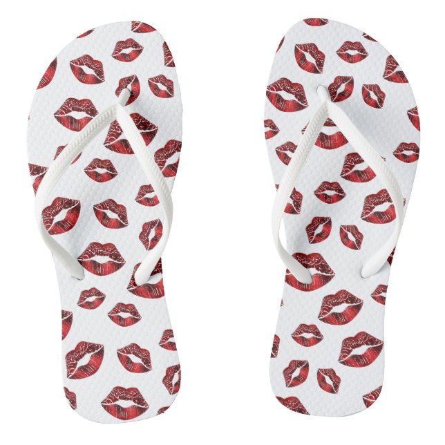 Chanclas Patrón de besos de labios rojos Unisex Flip Flops (Plantilla)