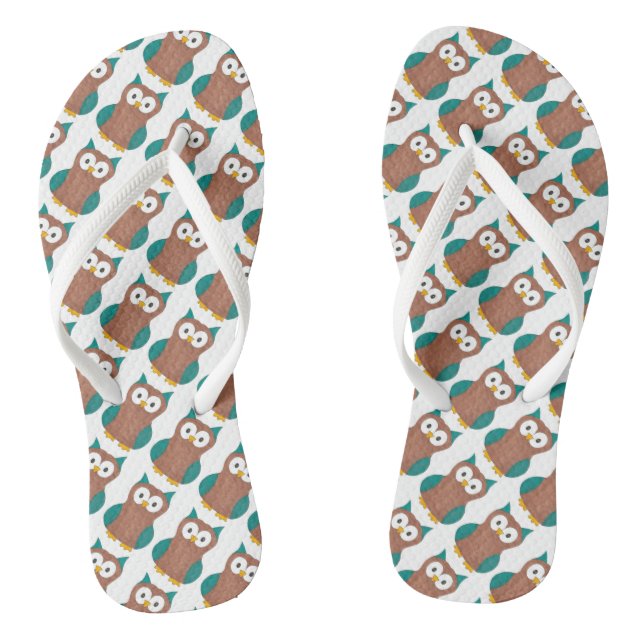 Chanclas Patrón de búho azul marrón Pájaros de impresión Fl (Plantilla)