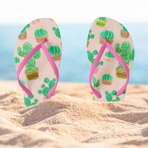 Chanclas Patrón de cactus pulido de mano