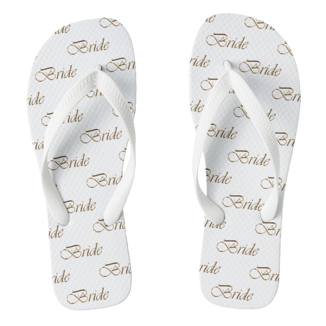 Chanclas Patrón de caligrafía de oro blanco de novia moda e (Plantilla)
