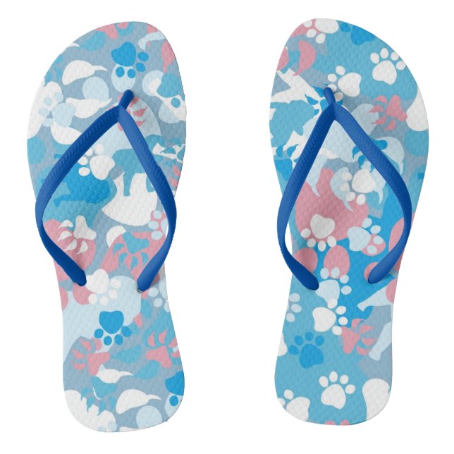 Chanclas Patrón de camuflaje azul y rosa perro (Plantilla)