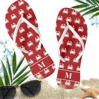 Chanclas Patrón de cangrejo rojo y blanco Personalización n