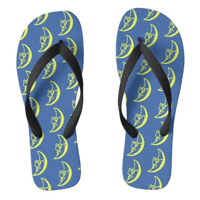 Chanclas Patrón de cara de luna amarilla azul (Plantilla)