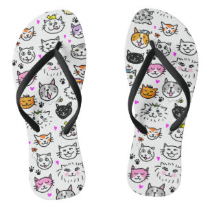 Chanclas Patrón de caras de gato caprichoso