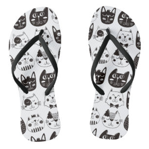 Chanclas Patrón de caras de gato recortado