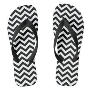 Chanclas Patrón De Chevron Blanco Y Negro
