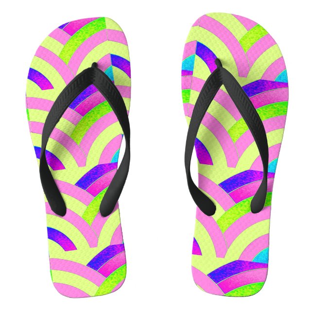 Chanclas patrón de chevron curvo de zigzag amarillo rosa (Plantilla)