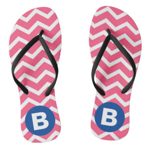 Chanclas Patrón de Chevron Monograma Rosa Brillante y Blanc
