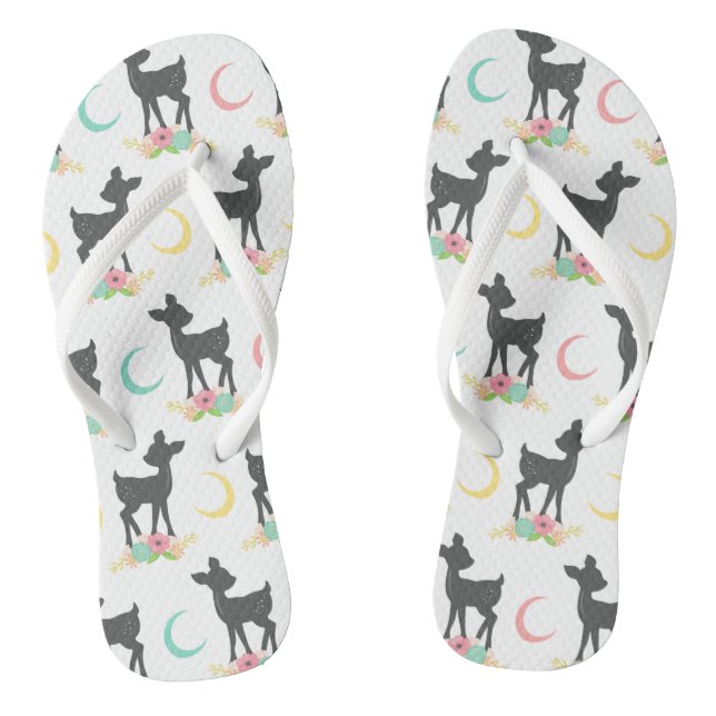 Chanclas Patrón de ciervos, venado bebé, boho, flores, luna (Plantilla)