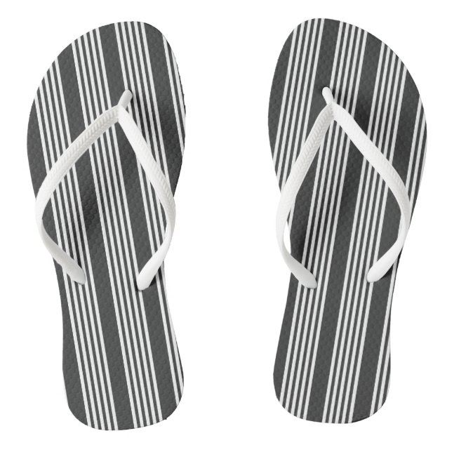 Chanclas Patrón de cinco rayas blanco y carbonífero (Plantilla)
