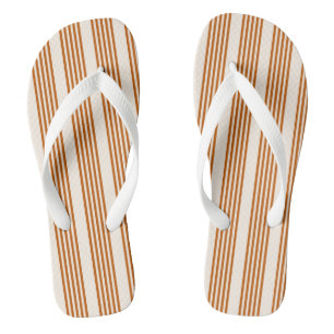 Chanclas Patrón de cinco rayas de naranja quemado y beige