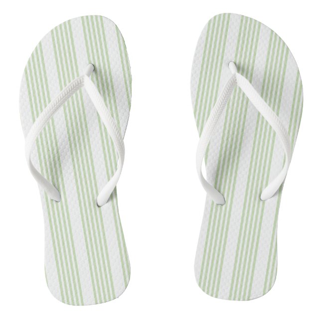 Chanclas Patrón de cinco rayas verde claro y blanco (Plantilla)