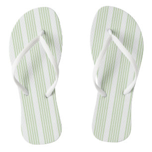 Chanclas Patrón de cinco rayas verde pálido y blanco