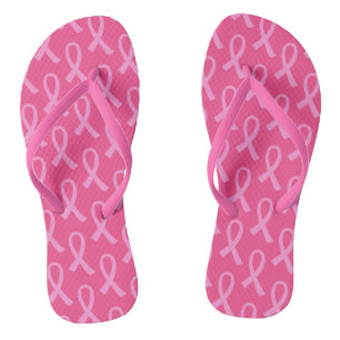 Chanclas Patrón de cinta rosada de cáncer de mama
