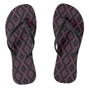 Chanclas Patrón de ciruela y diamante negro