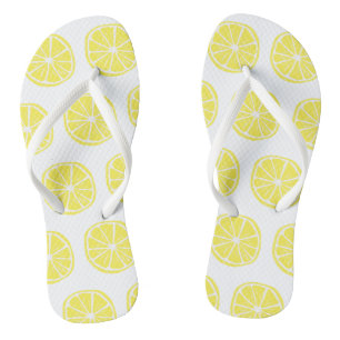 Chanclas Patrón de cítricos limoneros colorido verano blanc