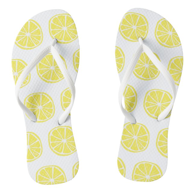 Chanclas Patrón de cítricos limoneros colorido verano blanc (Plantilla)