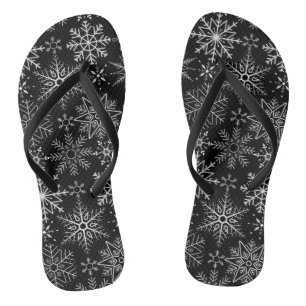 Chanclas Patrón de copo de nieve Blanco. BG azul claro