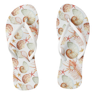 Chanclas Patrón De Coral Con Estantes Y Cangrejos