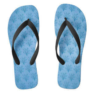 Chanclas Patrón de corales de árboles de mar azul en fondo