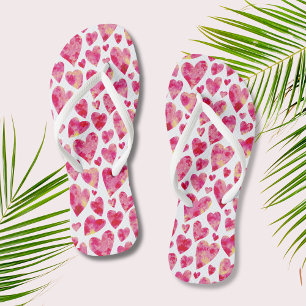 Chanclas Patrón de corazón de amor rosado caliente