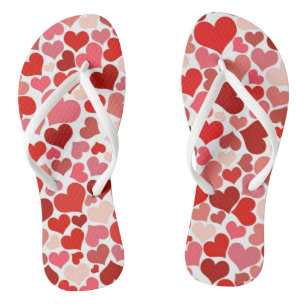 Chanclas Patrón De Corazones, Corazones Rojos, Amor